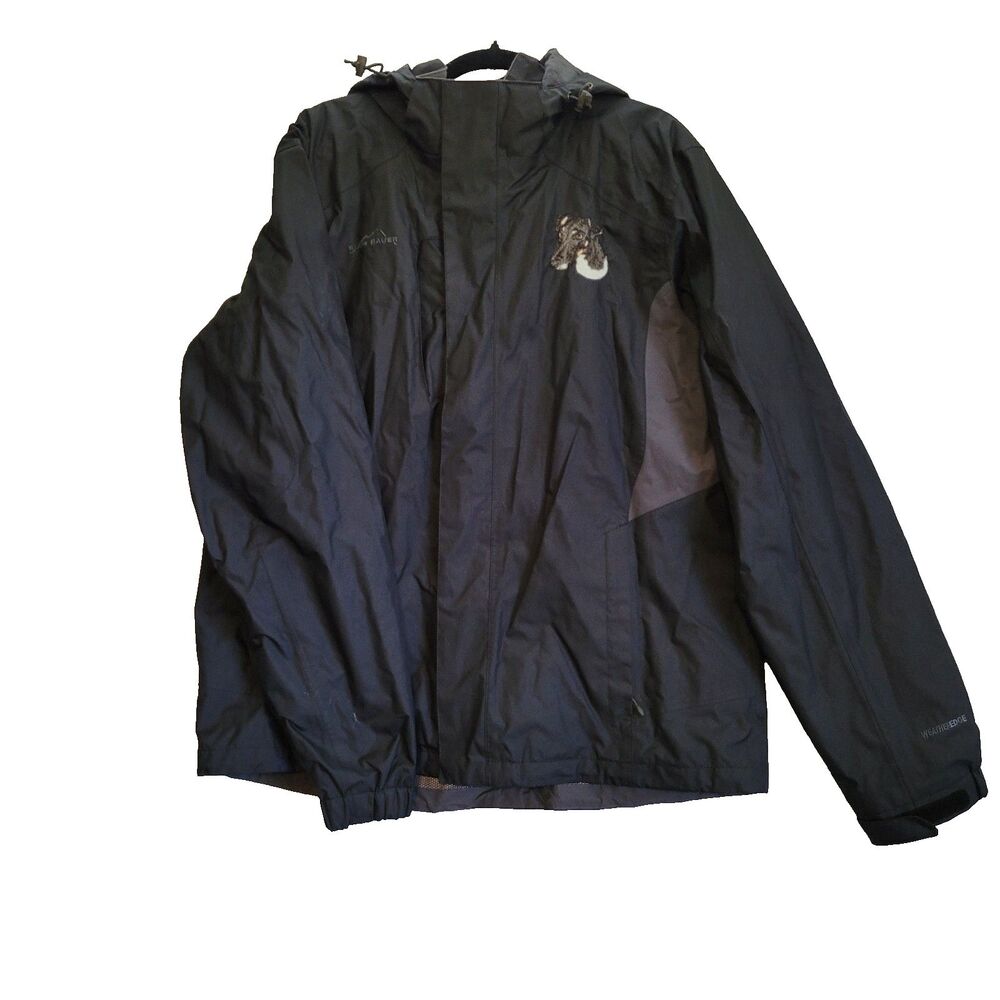 Eddie Bauer Rain Jacket Waterproof Windbreaker Mens XL Hooded Embroidered Dog